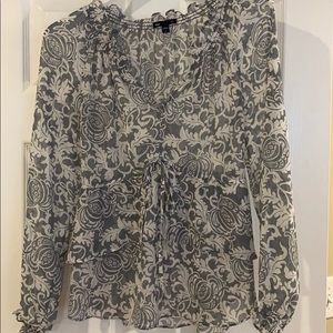 Light blue and white printed blouse